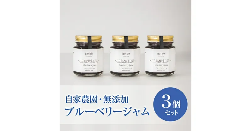 【ふるさと納税】agri doブルーベリージャム3個入り　三島紫紅果（みしまぶるーべりー）【三島市の自家農園でagri doが究めた自然栽培によって収穫された最良の果実　100％使用しています 静岡県 三島市 】