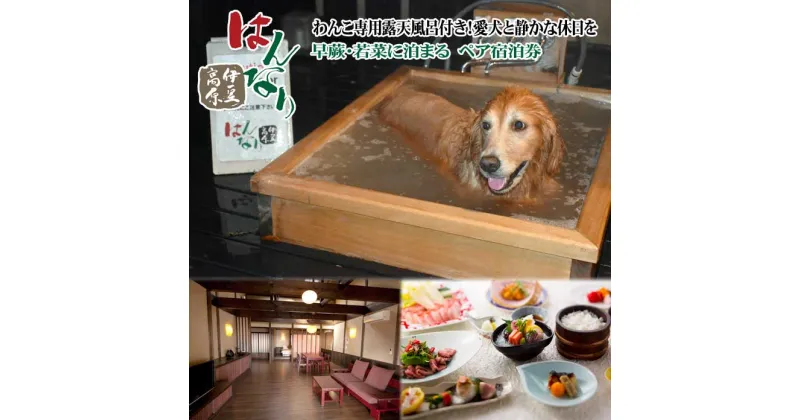 【ふるさと納税】愛犬と泊まる人気温泉宿 はんなり伊豆高原 部屋No「早蕨・若菜」に泊まる ペア宿泊券(1泊2食付)