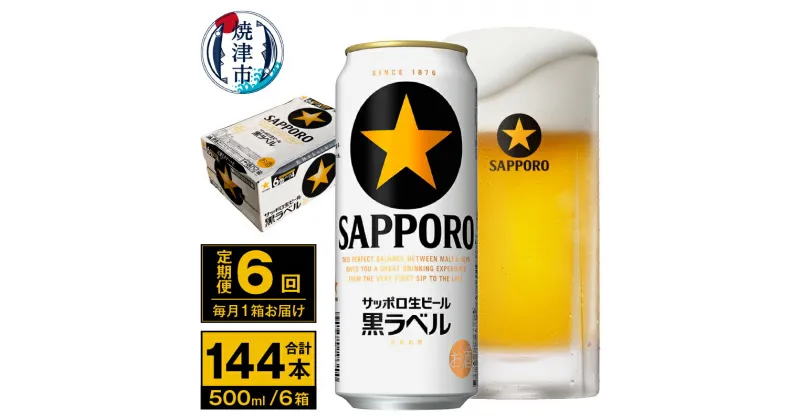 【ふるさと納税】 定期便 ビール サッポロ 黒ラベル 焼津 【定期便 6回】 サッポロビール 黒ラベル 500ml×24本(1箱) T0037-2006