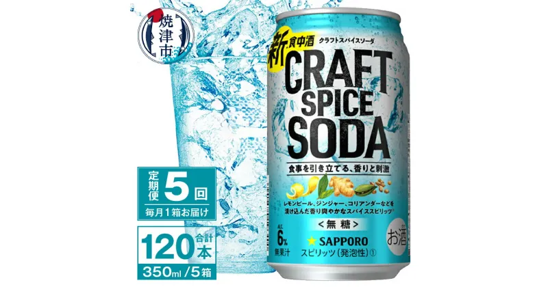 【ふるさと納税】 定期便 5回 サッポロビール チューハイ サワー 無糖 新・食中酒 甘くないおいしさ クラフト スパイス ソーダ 350ml×24本 焼津市 T0043-1205