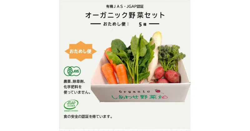 【ふるさと納税】オーガニック 野菜「 おためしセット」 1回便 （ 有機JAS認証取得 有機野菜 SDGs 有機JAS認証 JGAP認証 取得 野菜セット 有機野菜セット しあわせ野菜畑 ）