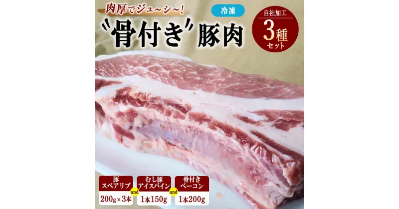 【ふるさと納税】骨付き豚肉セット 豚スペアリブ（200g×3本）むし豚（150g）骨付きベーコン（200g）|骨付豚 豚 お肉 肉 スペアリブ ベーコン 柔らかい おつまみ グルメ 惣菜