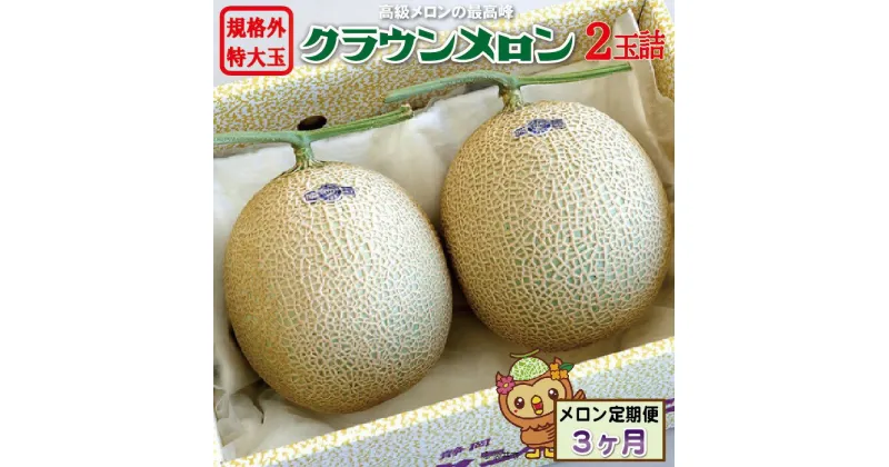 【ふるさと納税】【3ヶ月定期便】クラウンメロン　規格外特大玉（約1.7kg）2玉入　定期便・果物類・メロン青肉・クラウン・大玉・特大　お届け：◆返礼品到着後、すぐに状態をご確認ください◆