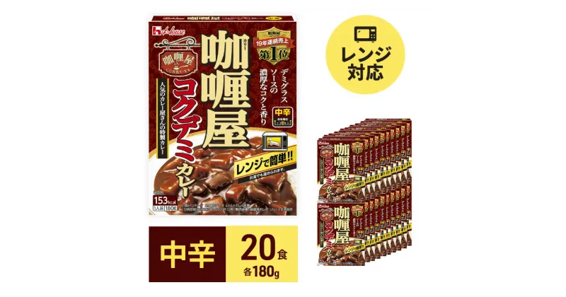 【ふるさと納税】カレー レトルト カリー屋コクデミカレー 中辛 180g×20食 ハウス食品 レトルトカレー デミグラス レトルト食品 保存食 非常食 防災食 常温 常温保存 レンジ 惣菜 加工食品 災害 備蓄 静岡　 袋井市