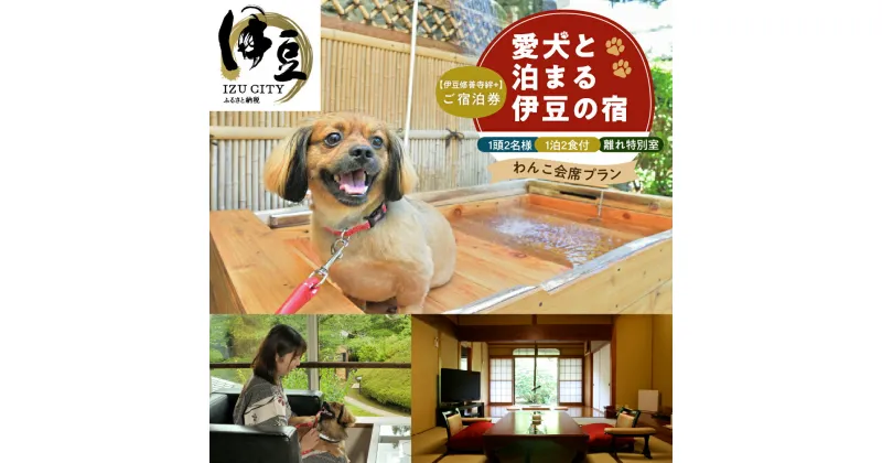 【ふるさと納税】 伊豆 修善寺 絆PLUS 2名様+愛犬1頭ご宿泊券 1泊2食 選べるお祝いオプションとワイン付 愛犬と祝う離れ特別室 わんこ会席プラン / 静岡 修善寺温泉 ペット ペア 温泉 温泉宿 宿 ホテル 旅館 ペア 宿泊 宿泊券 旅行 国内 静岡県 伊豆市 izu [60-005]