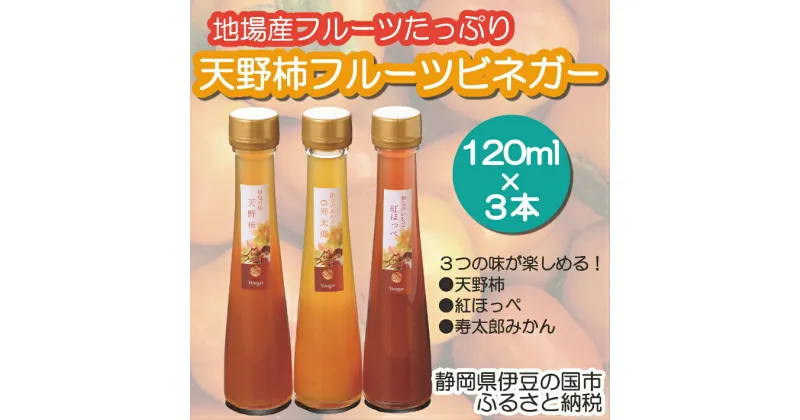 【ふるさと納税】地場産フルーツ使用！「天野柿のフルーツビネガー」（120ml×3本） ／ 果実酢 調味酢 化粧箱入り 送料無料 静岡県 170831-05