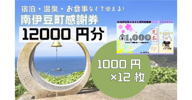 【ふるさと納税】旅行券 温泉 旅行 海水浴 体験 飲食店 チケット 南伊豆町 温泉 キャンプ 旅館 民宿 チケット 商品券 12枚 12,000円相当 ふるさと寄附感謝券12枚 トラベル お食事券 お土産 おみやげ 観光 全国旅行支援 併用可能