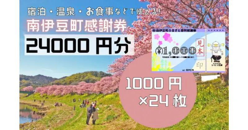 【ふるさと納税】旅行券 温泉 旅行 海水浴 体験 飲食店 チケット 南伊豆町 温泉 キャンプ 旅館 民宿 チケット 商品券 24枚 24,000円相当 ふるさと寄附感謝券24枚 トラベル お食事券 お土産 おみやげ 観光 全国旅行支援 併用可能