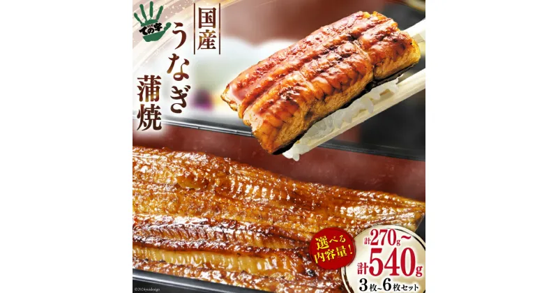 【ふるさと納税】【選べる内容量】 うなぎ 国産 蒲焼 90g×3〜6【保存料 着色料 不使用】[ての字 静岡県 吉田町 1021505] 鰻 ウナギ 蒲焼き 真空パック 化粧箱 270g 540g 3尾 6尾