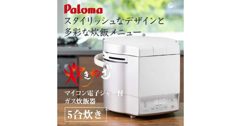 【ふるさと納税】【ホワイト】家庭用マイコンジャー付ガス炊飯器「炊きわざ」5合タイプ　PR-M09TV