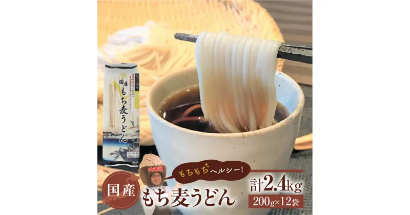 【ふるさと納税】国産スーパーもち麦使用 国産もち麦うどん 200g×12入り うどん 健康 麺