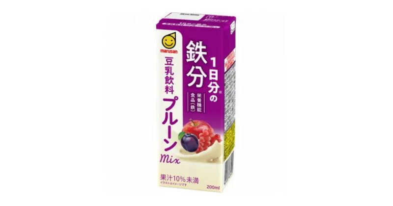 【ふるさと納税】1日分の鉄分　豆乳飲料　プルーンmix　200ml　24本セット×2ケース【1543288】